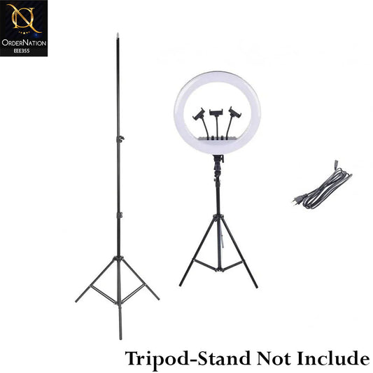 MF-40 LED Filling Lamp White – Beauty Ring Light with 3 Phone Holders for Live Streaming, Makeup, Photography & Video Recording