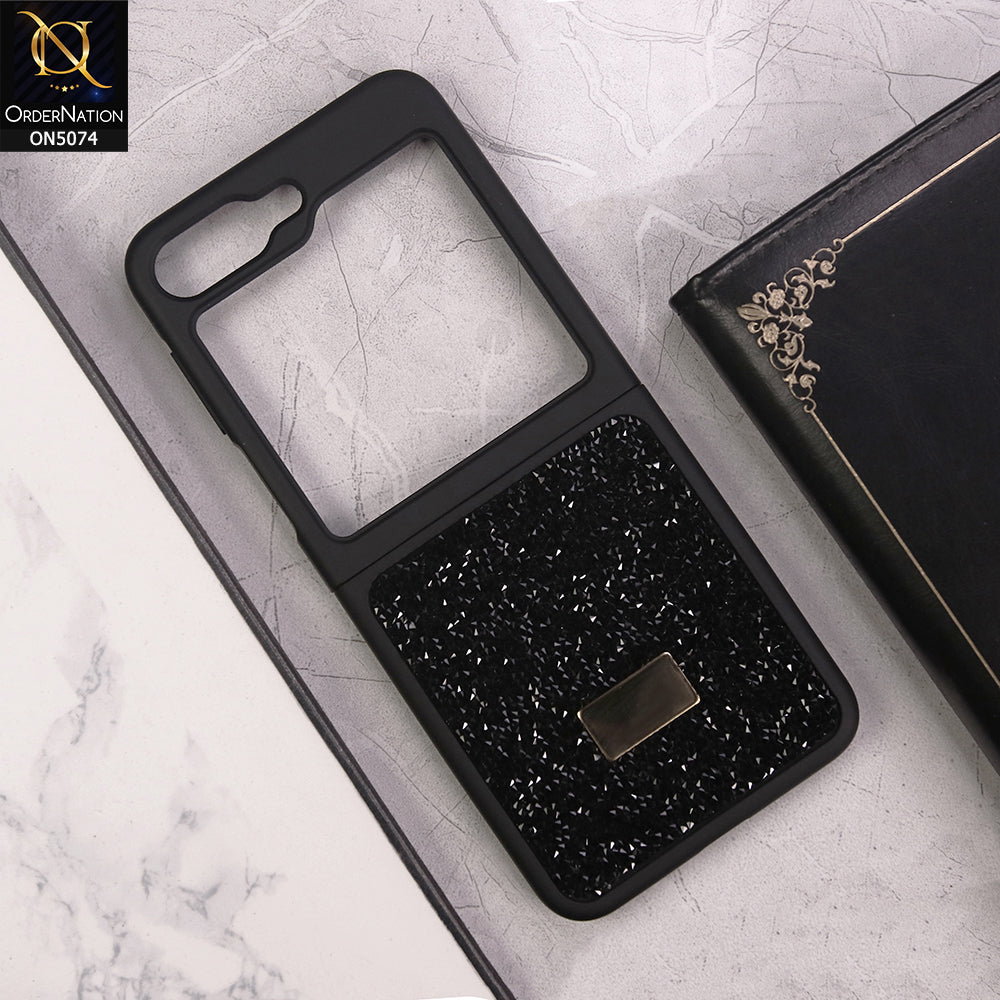 Samsung Galaxy Z Flip 6 Cover - Black - Luxury Bling Rhinestones Diamond shiny Glitter Soft TPU Case