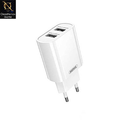 White - Remax Rp-U35 Jane Series Set Home Charger 2 Usb + Lightning Cable For iPhone