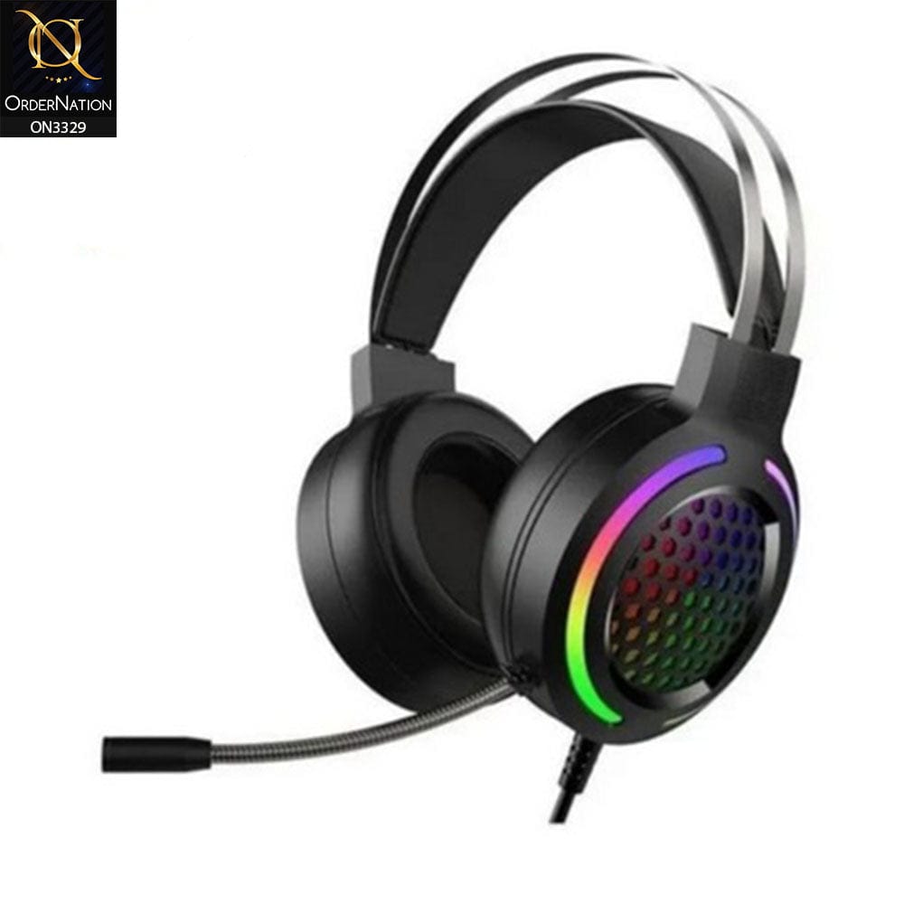 Black - Glint Thunder G12 Gaming Stereo RGB Lighting Headphones With Microphone