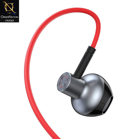 Red - Baseus Encok 3.5mm Wired Handsfree H19