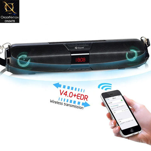 Black - Kisonli LED-900 TWS Soundbar Bluetooth Speaker with Moblie Holder