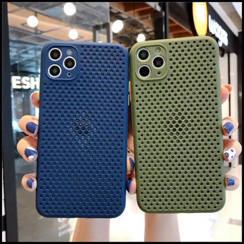 Cooling Breathing Mesh Soft Rubber Feel Phone Case For All iPhone Models