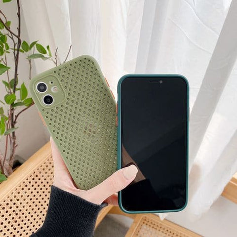Cooling Breathing Mesh Soft Rubber Feel Phone Case For All iPhone Models