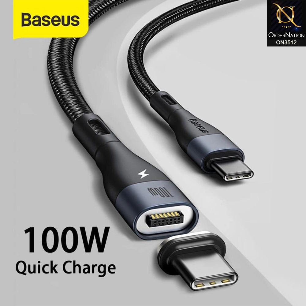 Baseus Zinc Magnetic Fast Charging Cable CTOC 100W Safe Fast Chraging Data Cable Type-C to Type-C 1.5M Black