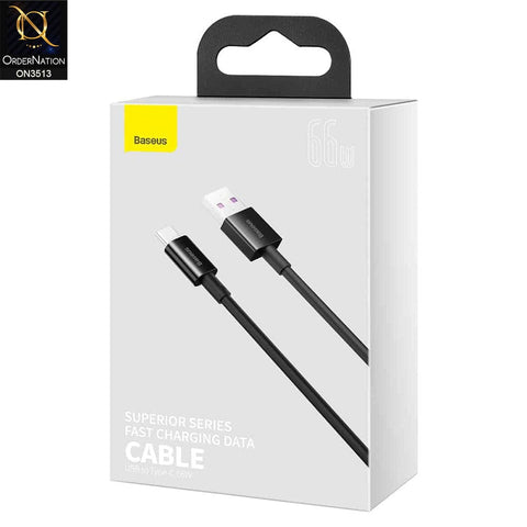 Baseus Superior USB to Type C 66W Fast Charging Cable 2M Black