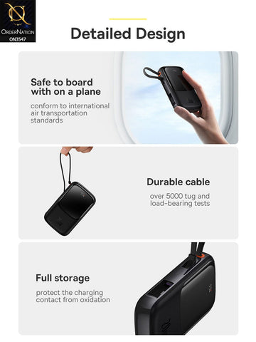 Baseus Qpow Pro Digital Display 22.5W 10,000mah TypeC Cable - Black