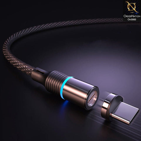Black - Magneto Series 3 in 1 Led Indicator Magnetic Fast Charging Data Cable