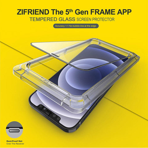 iPhone 12 Mini Screen Protector - Black - Branded Premium Audio Crystal Tempered Glass Protector With Easy Installation Tray Kit