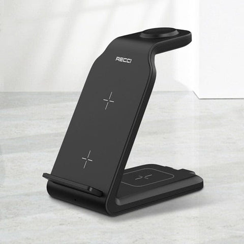 Black - Recci RCW-16 - 4 in 1 magnetic suction wireless charging & bracket 15W High Power Charger