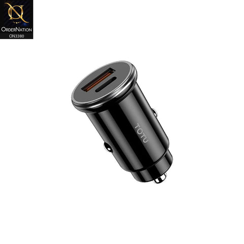 Black - ToTu DCCPD-02 - Elite Series Double Usb Ports strong power PD car charger, qc 3.0 car charger
