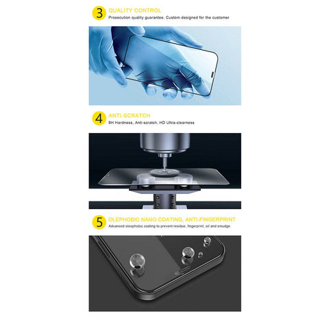 iPhone 12 Mini Screen Protector - Black - Branded Premium Audio Crystal Tempered Glass Protector With Easy Installation Tray Kit