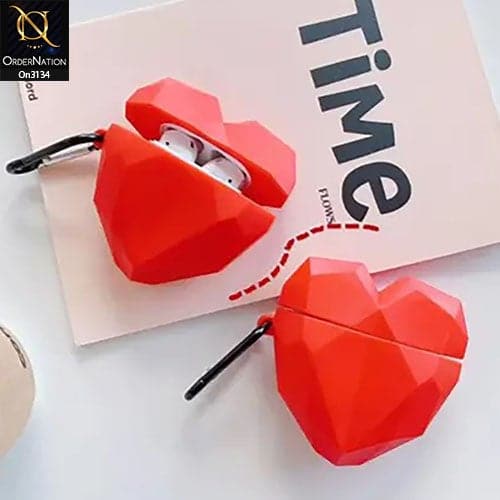 Apple Airpods 3rd Gen 2021 Cover - Red - Cute Love Heart Soft Sillicone Airpods Case