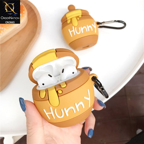Apple Airpods 1 / 2 Cover - Brown - New Trending 3D Honey Jar Cartoon Soft Silicone Airpods Case