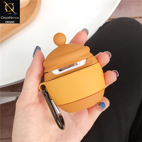 Apple Airpods 1 / 2 Cover - Brown - New Trending 3D Honey Jar Cartoon Soft Silicone Airpods Case