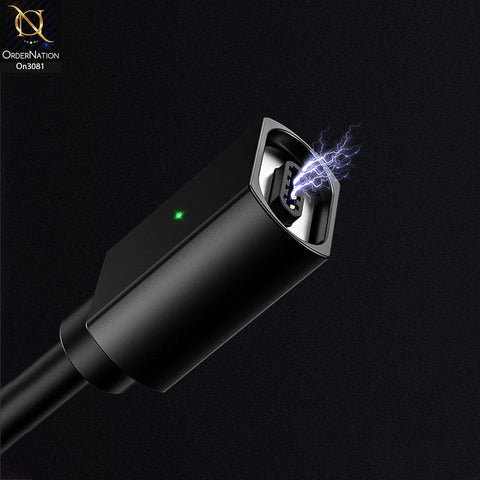 Black - Qualcomm 3.0 Led Indicator Magnetic Fast Charging Data Cable