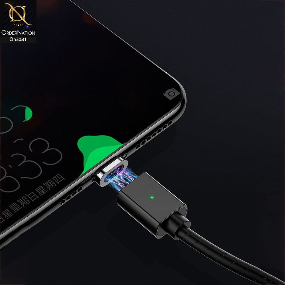 Black - Qualcomm 3.0 Led Indicator Magnetic Fast Charging Data Cable