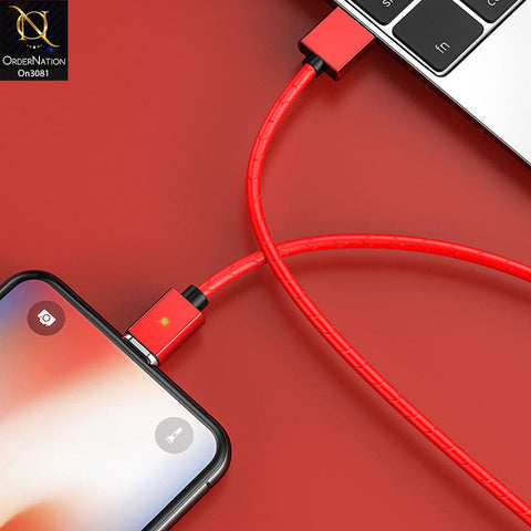 Red - Qualcomm 3.0 Led Indicator Magnetic Fast Charging Data Cable