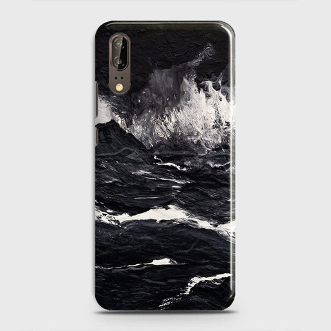 Huawei P20 Cover - Matte Finish - Black Ocean Marble Trendy Printed Hard Case With Life Time Colour Guarantee (1)
