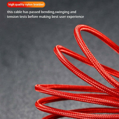 Red - 1M - Type-C - Long Cord 90 Degree Usb Data Braided Led Type-C Usb Charging Cable