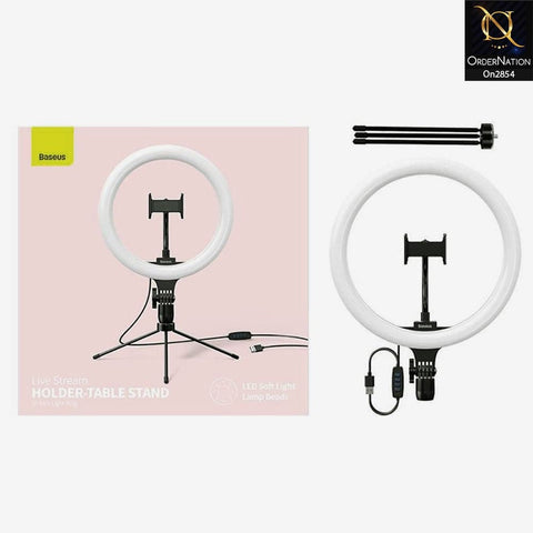 Black - 26 cm With 9 Inch Stand - Baseus (CRZB10-A01) Live Stream Led Soft Light With Table Stand