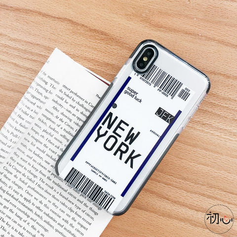 Trendy City Travel Plane Strip Lable Bar Code Style Soft Case For Oppo, Vivo, Redmi, Huawei Phone Models