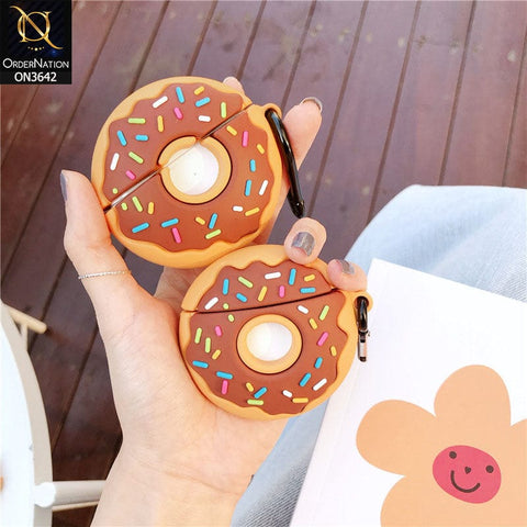 Apple Airpods 3rd Gen 2021 Cover - Brown - Trending 3D Donut Shape Soft Silicone Airpods Case