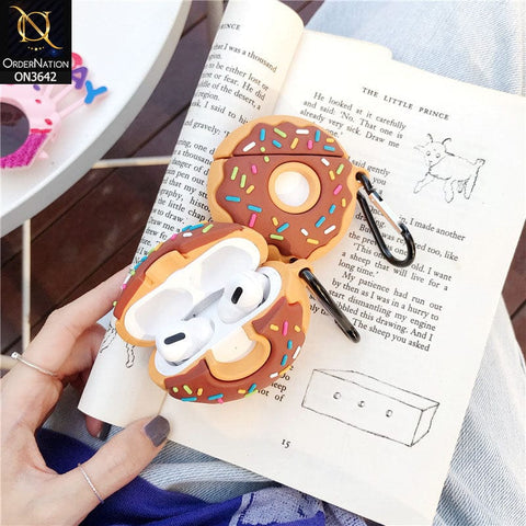 Apple Airpods 3rd Gen 2021 Cover - Brown - Trending 3D Donut Shape Soft Silicone Airpods Case