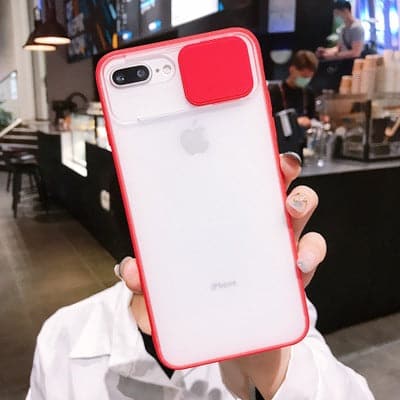 iPhone 8 Plus / 7 Plus Cover - Red - Translucent Matte Shockproof Camera Slide Protection Case
