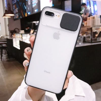 iPhone 8 Plus / 7 Plus Cover - Black - Translucent Matte Shockproof Camera Slide Protection Case