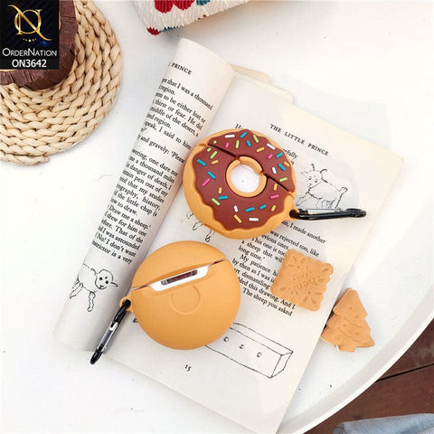 Apple Airpods 3rd Gen 2021 Cover - Brown - Trending 3D Donut Shape Soft Silicone Airpods Case