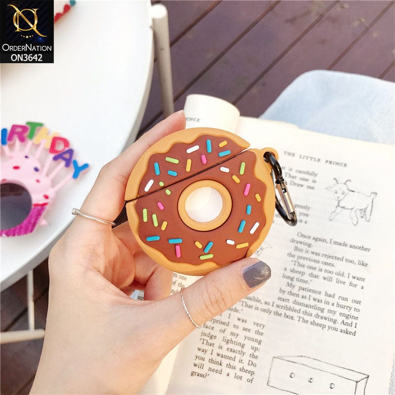 Apple Airpods 3rd Gen 2021 Cover - Brown - Trending 3D Donut Shape Soft Silicone Airpods Case