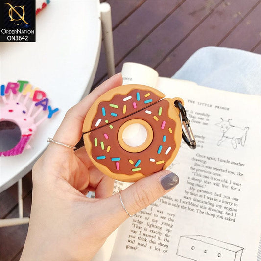 Apple Airpods 3rd Gen 2021 Cover - Brown - Trending 3D Donut Shape Soft Silicone Airpods Case