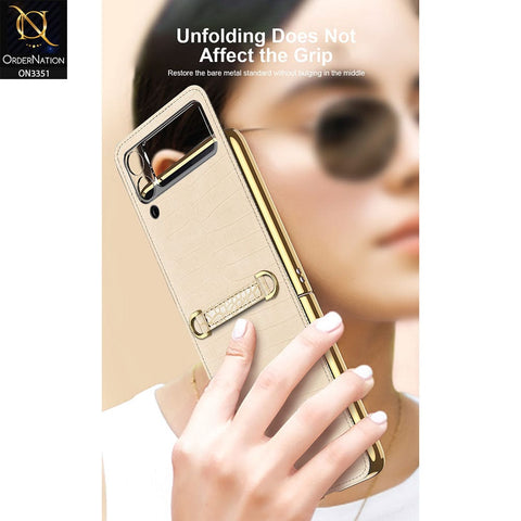 Samsung Galaxy Z Flip 3 5G Cover - Black - GKK Leather Magnetic Stylish Case With Tessel Chain Holder