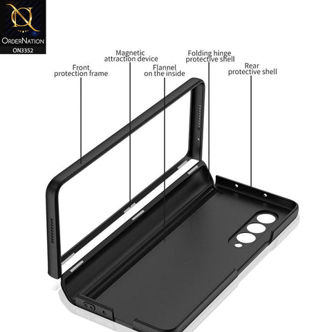 Samsung Galaxy Z Fold 3 5G Cover - Black - GKK Carbon Fiber Magnetic Folding Plain Leather Case