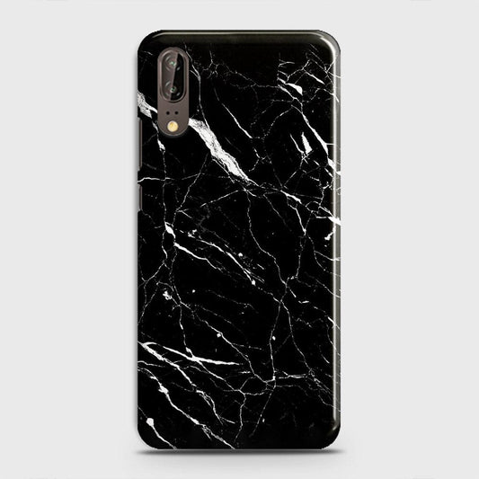 Huawei P20 Cover - Matte Finish - Trendy Black Marble Printed Hard Case With Life Time Guarantee