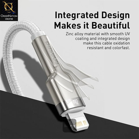 White - Baseus Cafule Series Metal Data Cable Type-C to Lightning iPhone PD 20W 1m - White