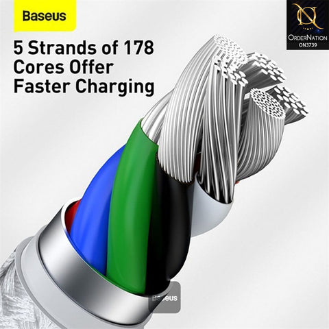 White - Baseus Cafule Series Metal Data Cable Type-C to Lightning iPhone PD 20W 1m - White