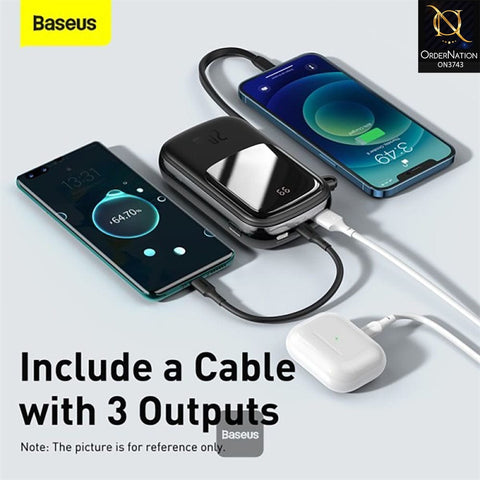 Baseus Qpow Digital Display quick charging power bank 20000mAh 20W (With IP Cable) Black - Black