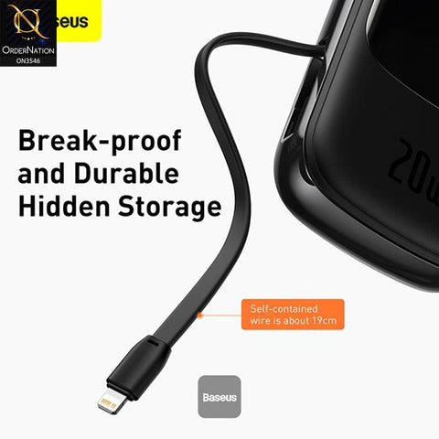 Baseus Qpow Pro Digital Display 20W 10,000mah IP Cable - Black Fast Charge Power Bank