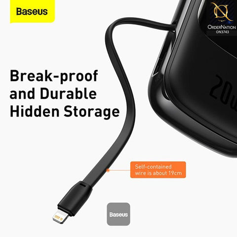 Baseus Qpow Digital Display quick charging power bank 20000mAh 20W (With IP Cable) Black - Black