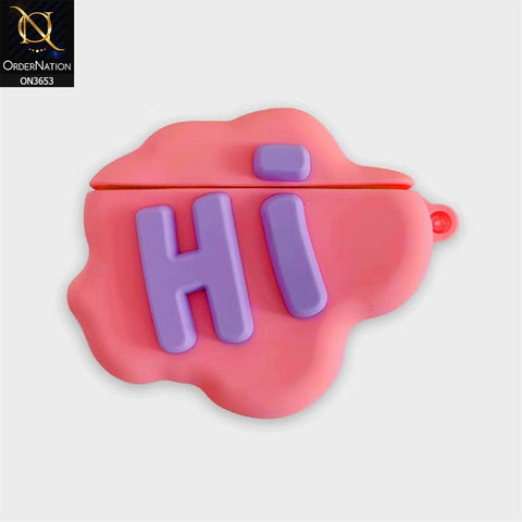 Apple Airpods 1 / 2 Cover - Pink - New Trending 3D Hi Cloud Shape Cartoon Soft Silicone Airpods Case