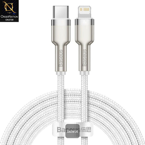 White - Baseus Cafule Series Metal Data Cable Type-C to Lightning iPhone PD 20W 1m - White