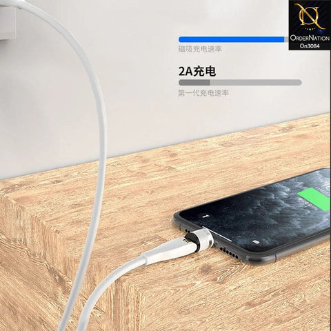 White - 3A Fast Charging Magnetic Cable 2021 Rotatable 540 Degree Cable