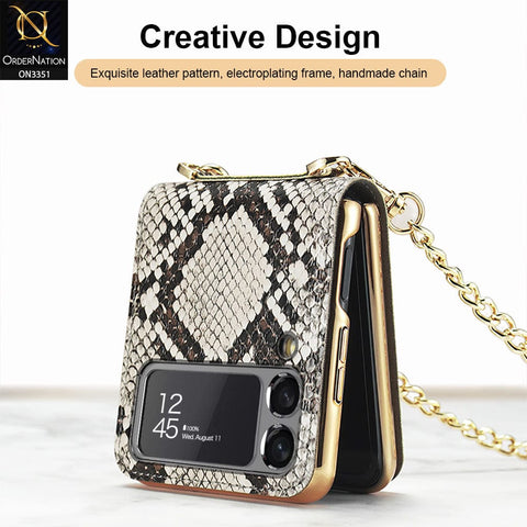 Samsung Galaxy Z Flip 3 5G Cover - Skin - GKK Leather Magnetic Stylish Case With Tessel Chain Holder