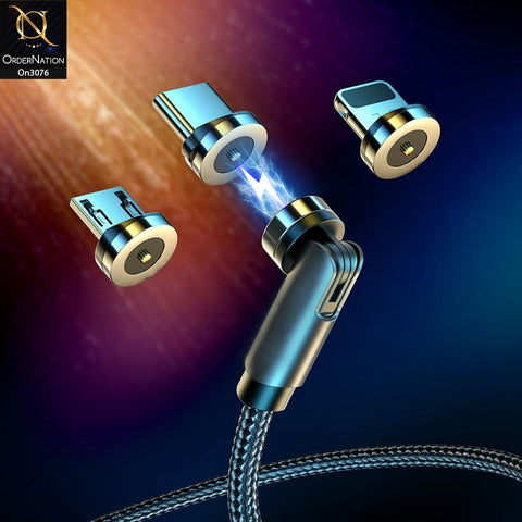 Black - Fast Charging Magnetic Cable 2021 540 Degree Rotatable Cable