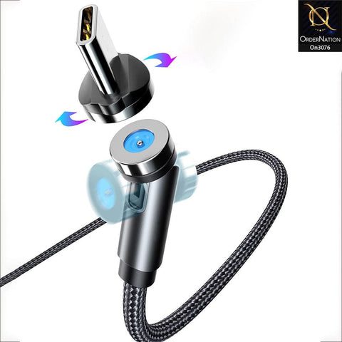 Black - Fast Charging Magnetic Cable 2021 540 Degree Rotatable Cable