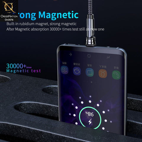Black - Fast Charging Magnetic Cable 2021 540 Degree Rotatable Cable