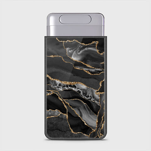 Samsung Galaxy A90 5G Cover - Black Marble Series - HQ Ultra Shine Premium Infinity Glass Soft Silicon Borders Case