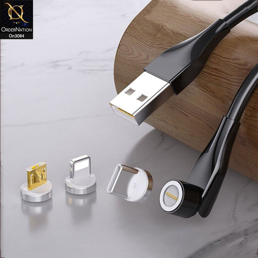 Black - 3A Fast Charging Magnetic Cable 2021 Rotatable 540 Degree Cable